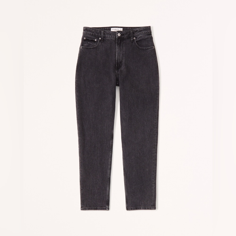 Abercrombie and Fitch Curve Love Mom High Rise Washout Black Grunge Jeans